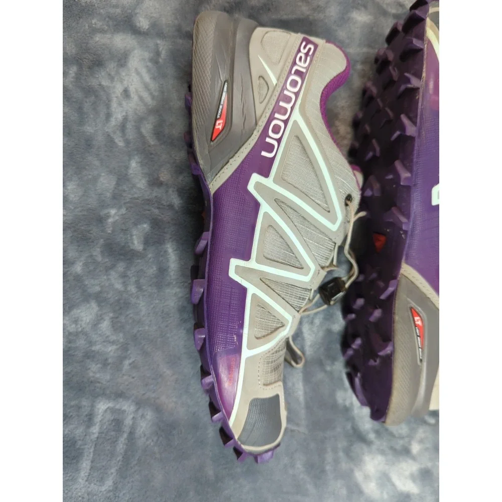 2016 Womens Salomon Speedcross 4 Sz 8.5 Shoes Quarry/Acai/Fair Aqua Trail/Hiking